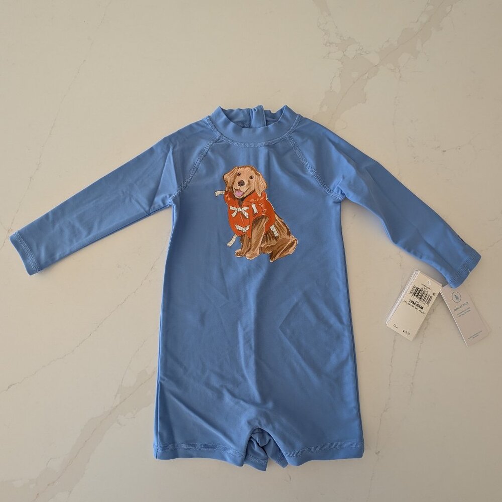 Ralph Lauren Baby Boy Swimsuit Romper with Cute Dog Print 18-24M NWT